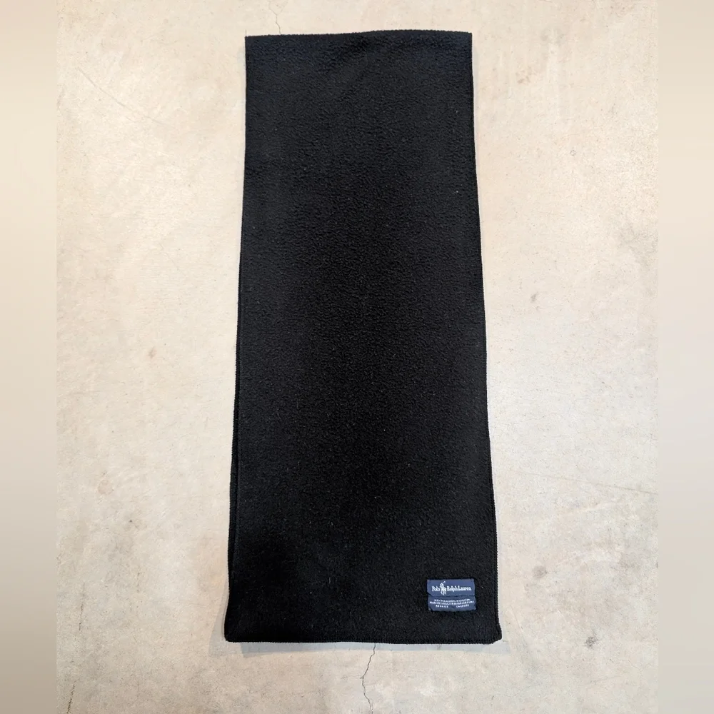 VTG Polo Ralph Lauren Polyester Scarf Black 58x11